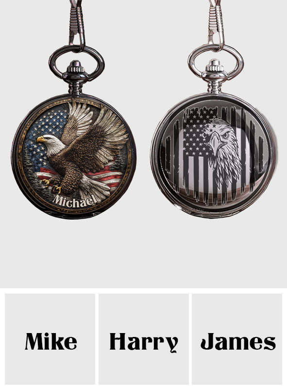 Eine Nation unter Gott – Personalisierte Taschenuhr mit Weißkopfseeadler