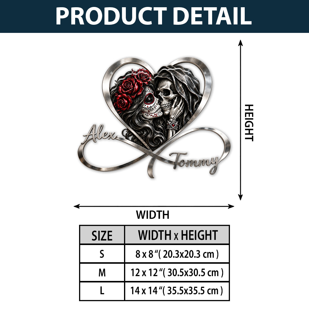 I Love You - Personalized Skull 3D Printed Cut Metal Sign