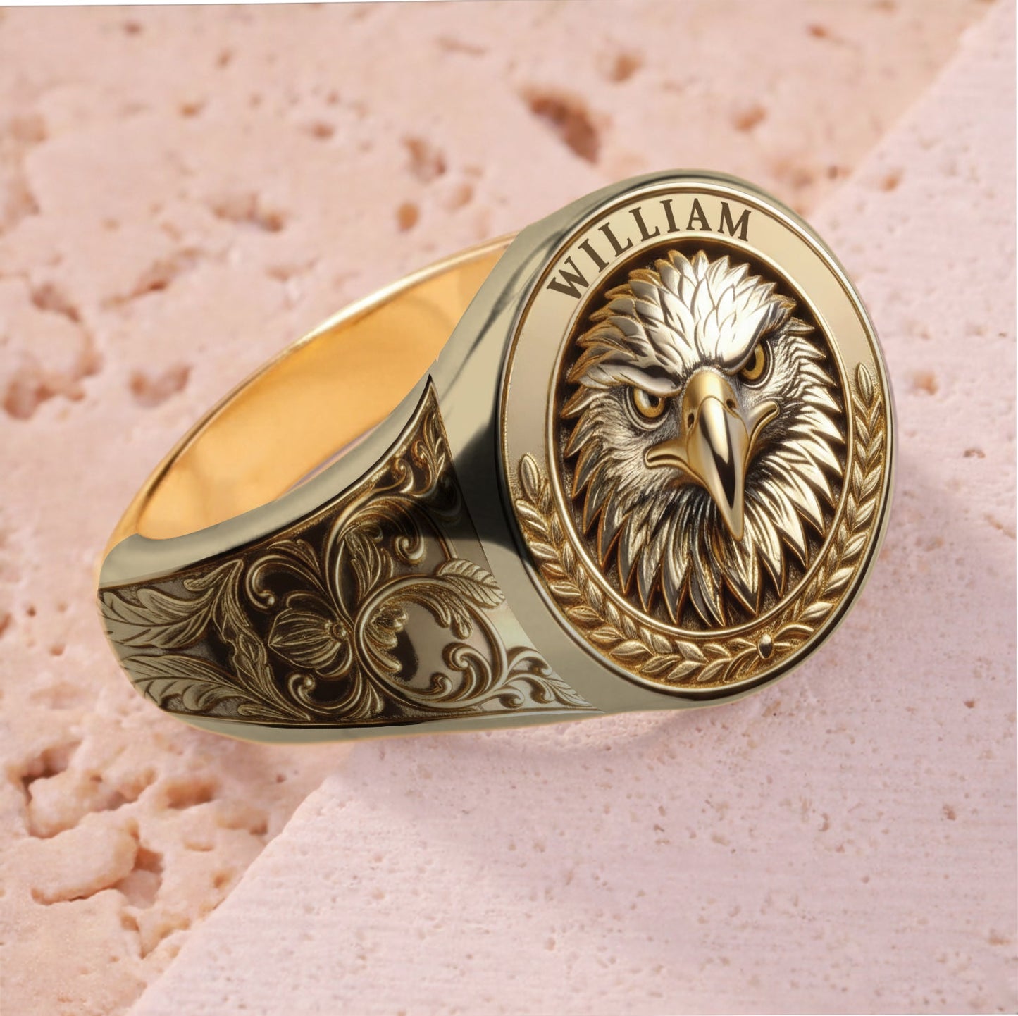 Bague chevalière personnalisée Aigle à tête blanche américaine