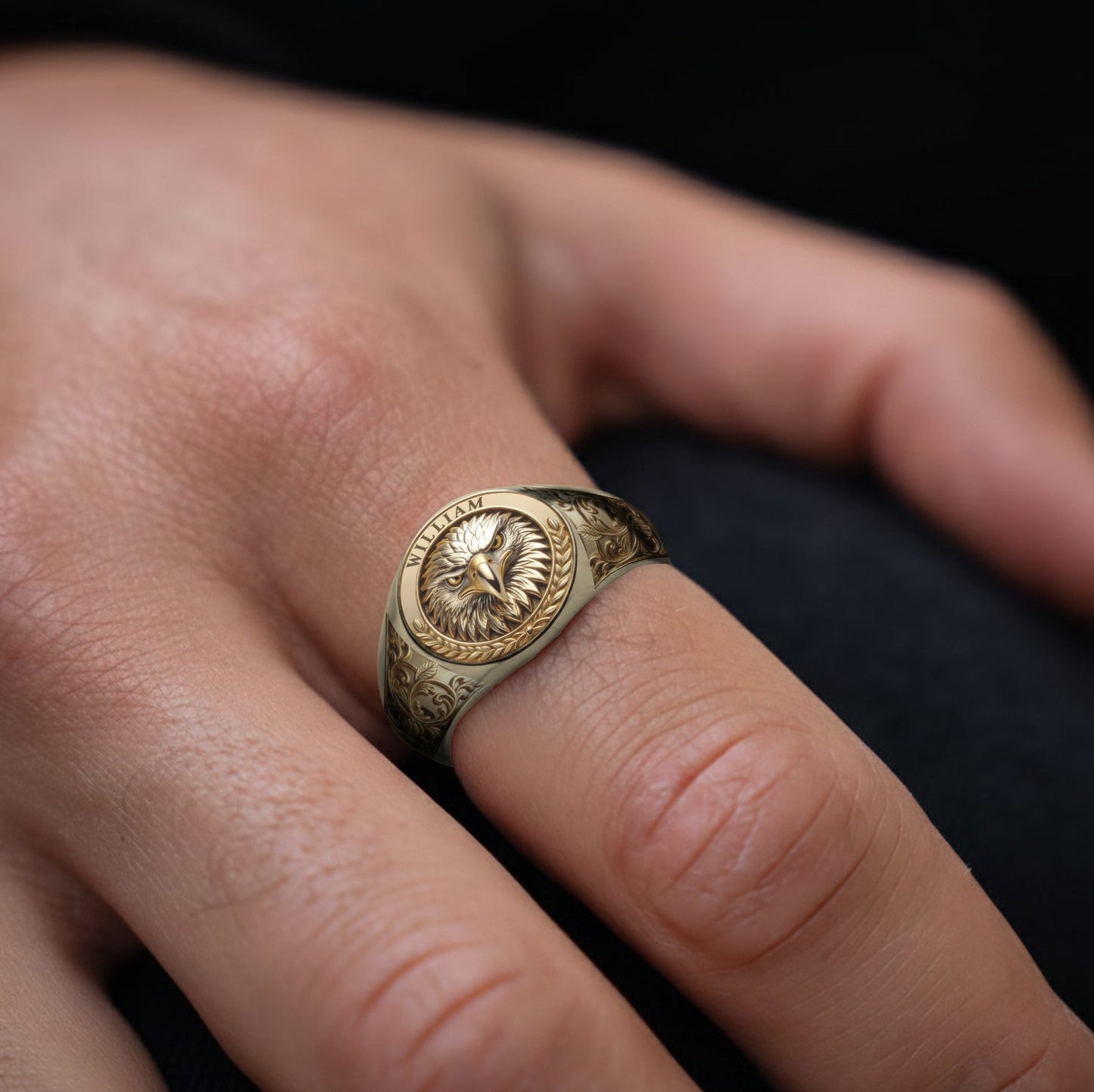 Bague chevalière personnalisée Aigle à tête blanche américaine