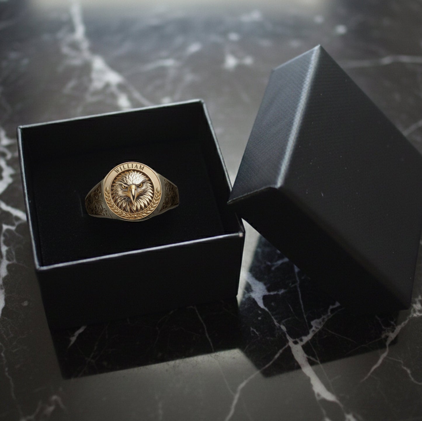 Bague chevalière personnalisée Aigle à tête blanche américaine
