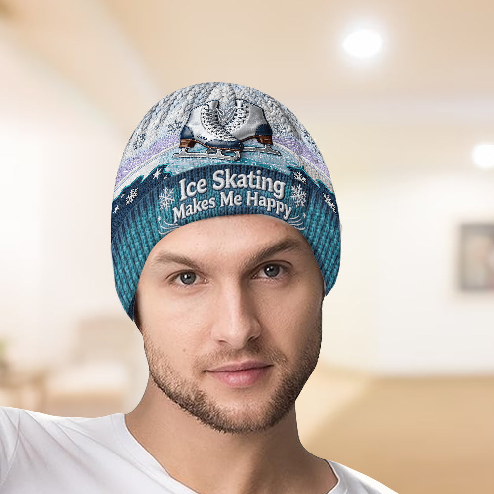 Eislaufen macht mich glücklich – personalisierte Eislaufmütze