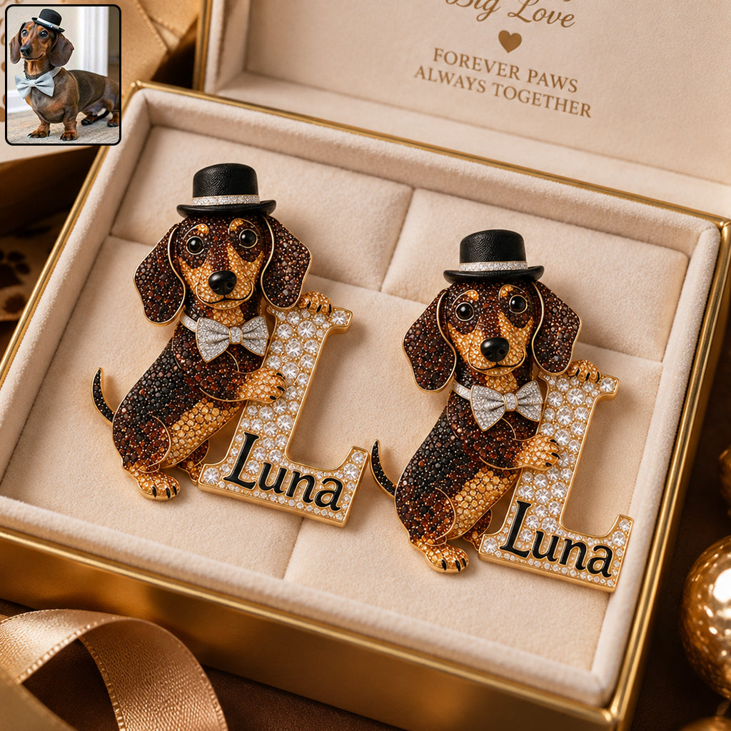 Dog Hug Letter - Personalized Dog Stud Earrings