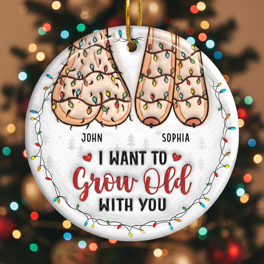 Naughty but Nice - Personalized Couple Ceramic Circle Ornament