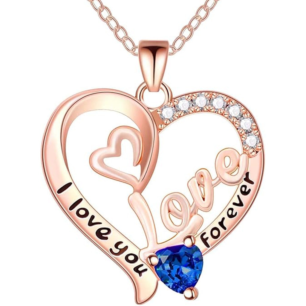 I Love You Mom Necklace Heart Pendant Rhinestone Jewelry with Box Gifts for Mom