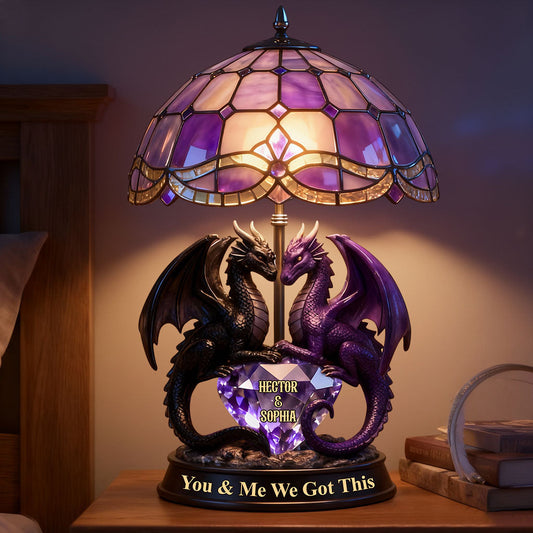 Du und ich, wir schaffen das – Personalisierte Drachen-LED-Nachtleuchte aus Acryl