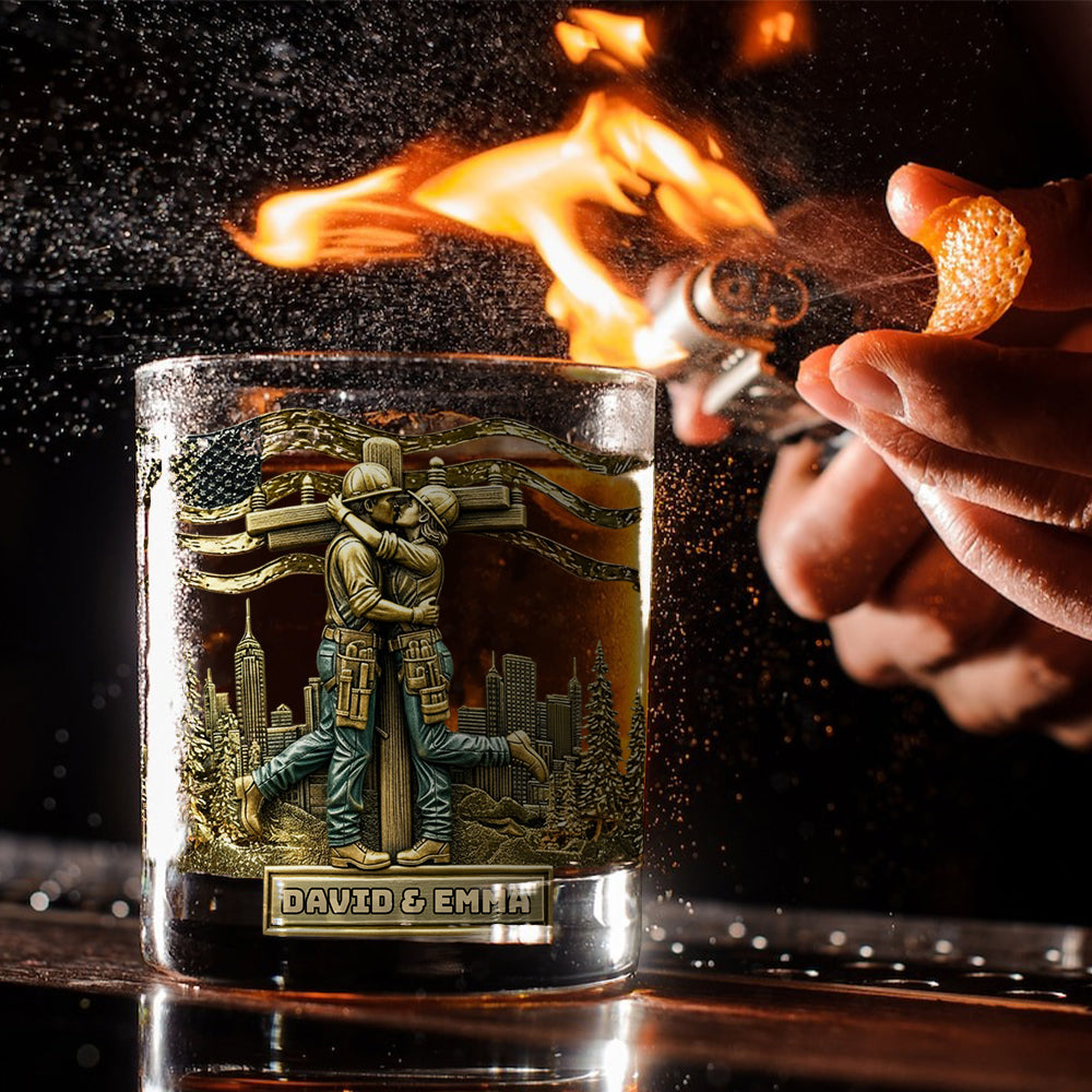 Verre à whisky personnalisé « Lineman & Linewoman Legacy Glass » - Verre à whisky commémoratif pour électriciens et électriciennes