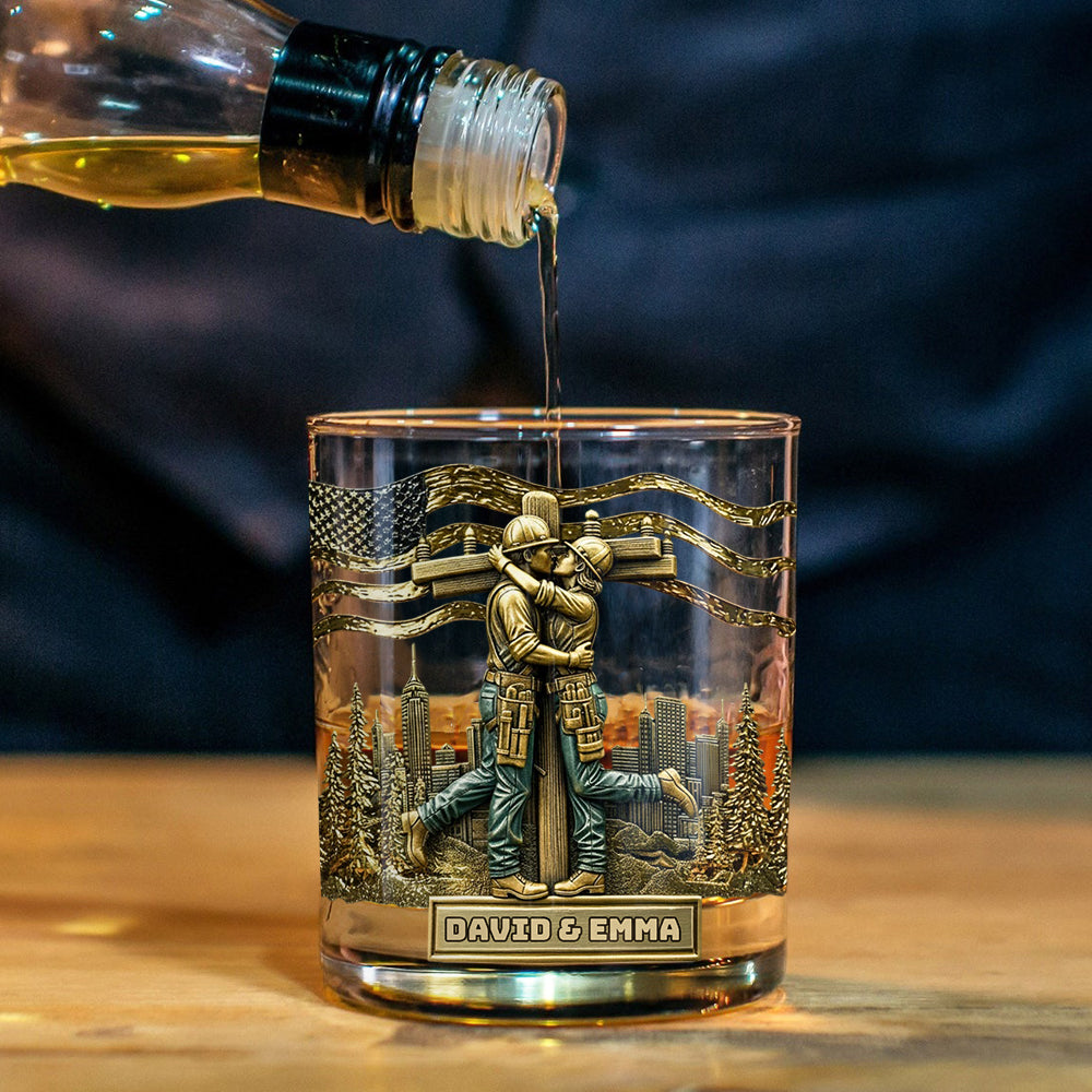 Verre à whisky personnalisé « Lineman & Linewoman Legacy Glass » - Verre à whisky commémoratif pour électriciens et électriciennes