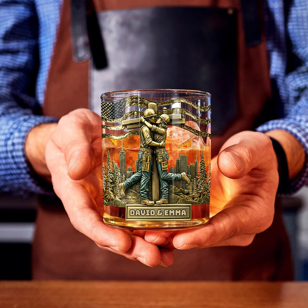 Verre à whisky personnalisé « Lineman & Linewoman Legacy Glass » - Verre à whisky commémoratif pour électriciens et électriciennes
