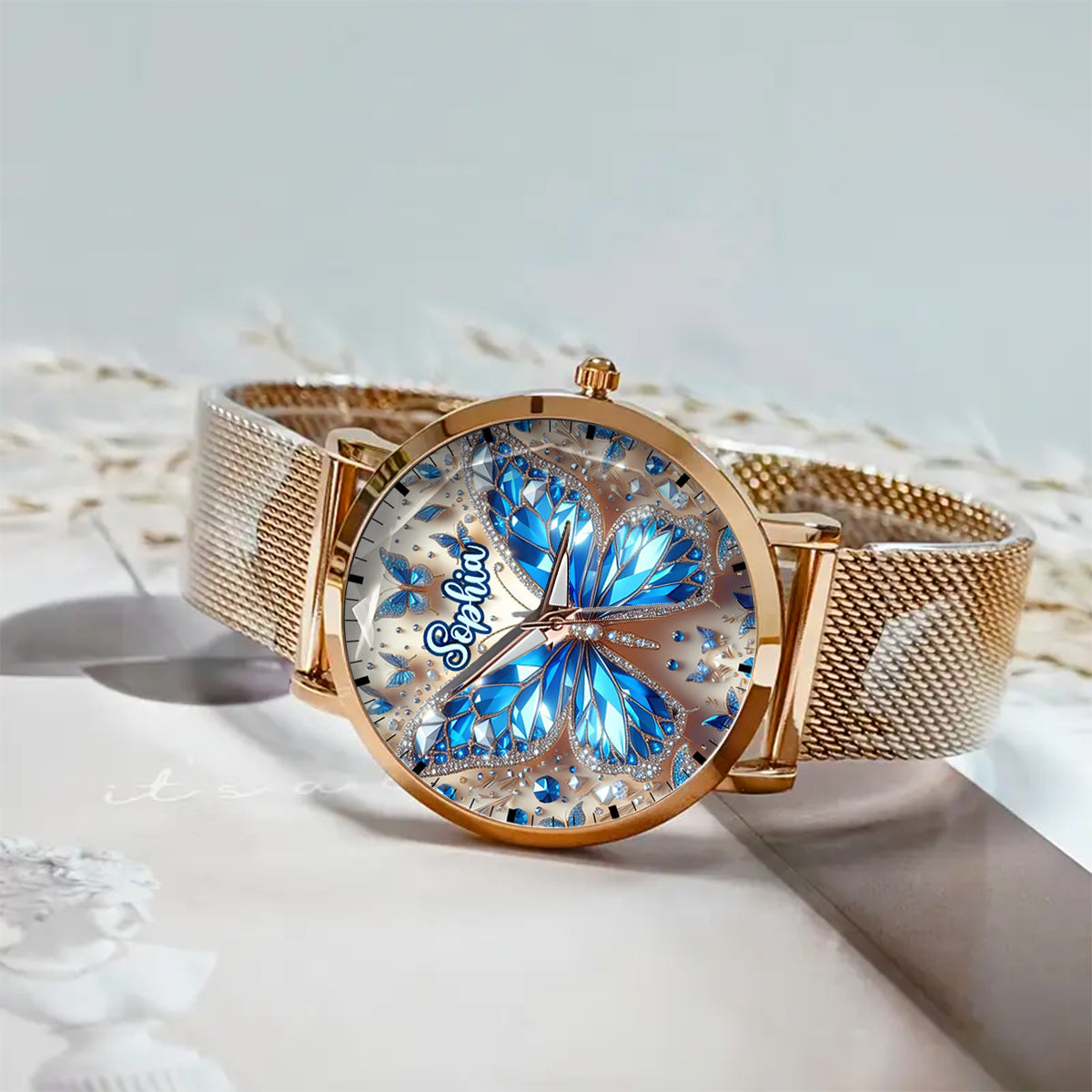 Magnifiques papillons - Montre-bracelet personnalisée pour femme avec papillons 