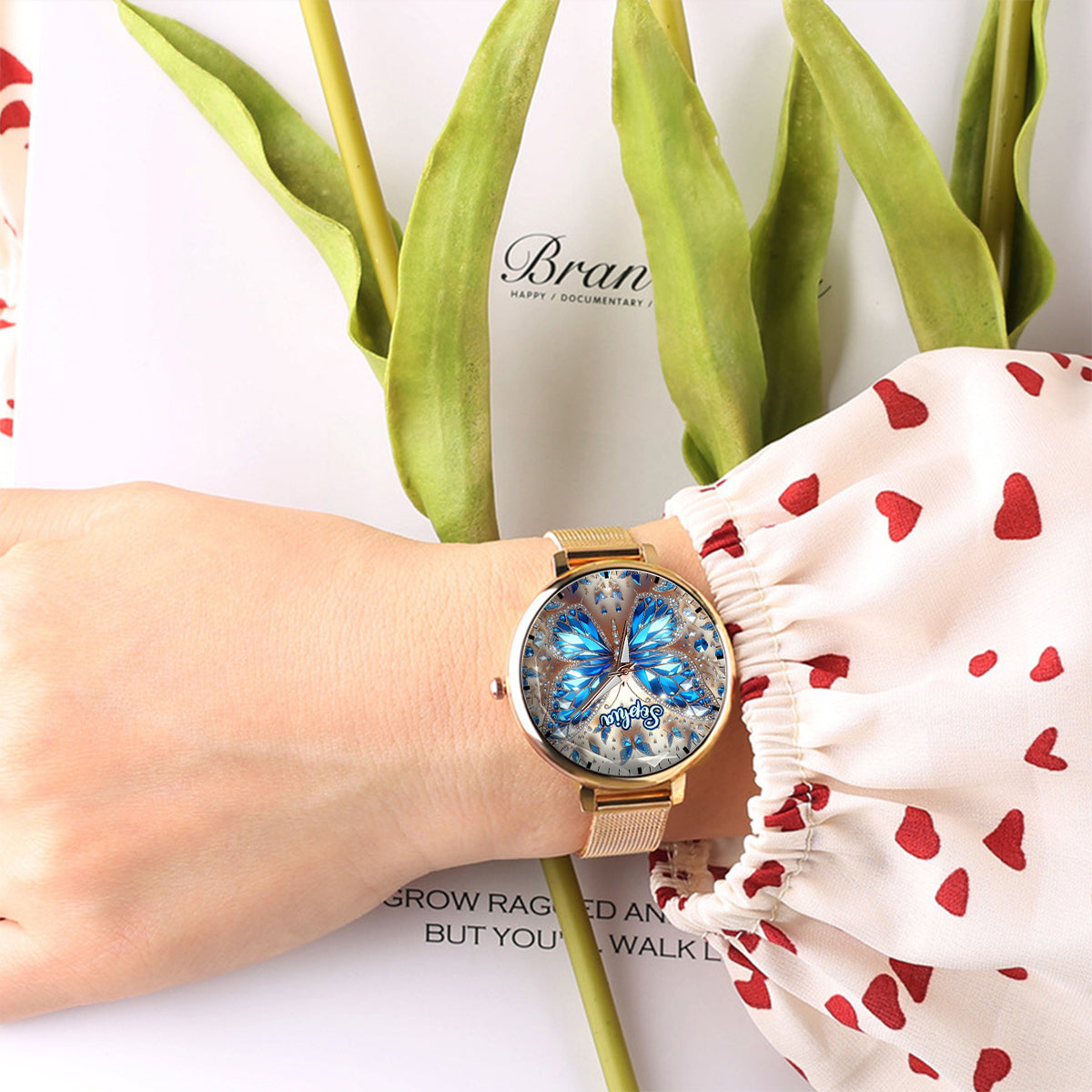Magnifiques papillons - Montre-bracelet personnalisée pour femme avec papillons 