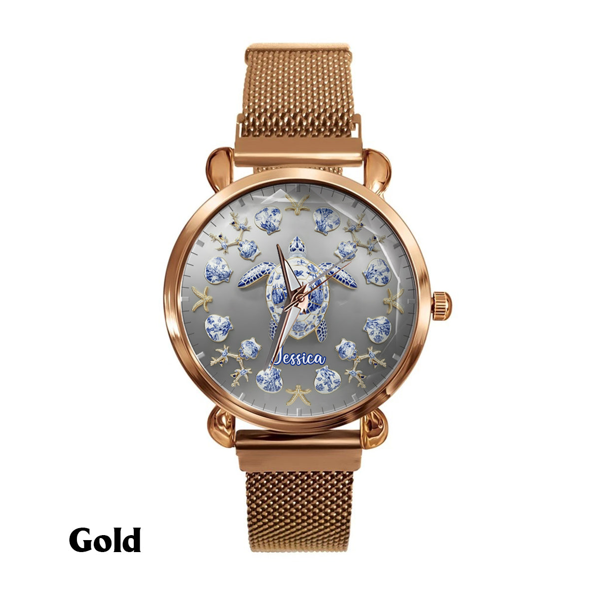 Toile De Jouy Tortue - Montre-bracelet personnalisée pour femme en forme de tortue