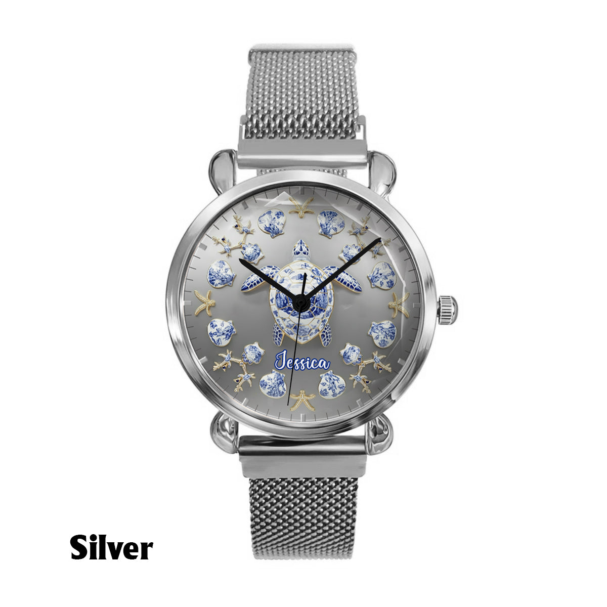 Toile De Jouy Tortue - Montre-bracelet personnalisée pour femme en forme de tortue