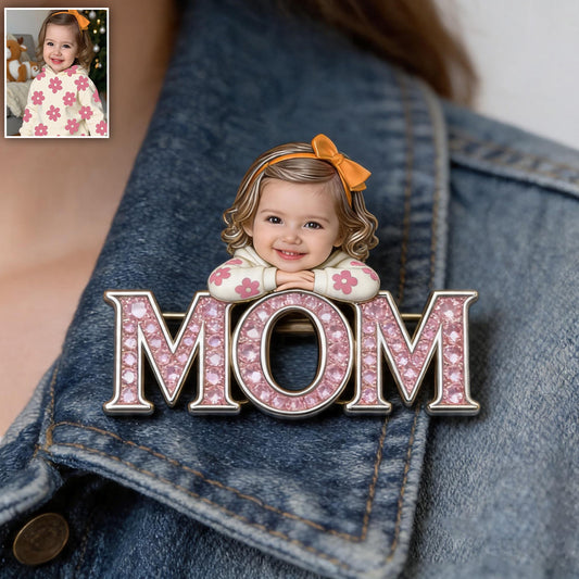 Cadeau unique pour la fête des mères, personnalisé à partir de n'importe quelle photo - Épinglette mère personnalisée