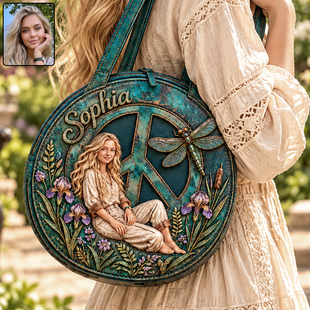 Hippie Souls - Personalized Hippie Custom Shaped Leather Tote Bag