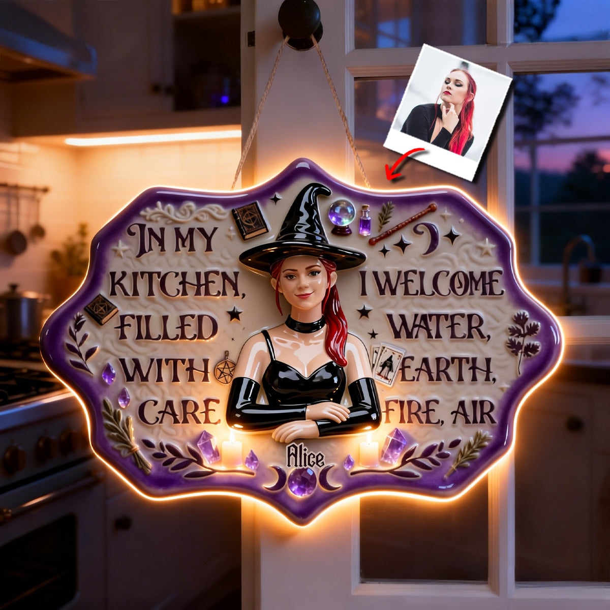 Dans ma cuisine - Panneau lumineux LED personnalisé de sorcière en acrylique