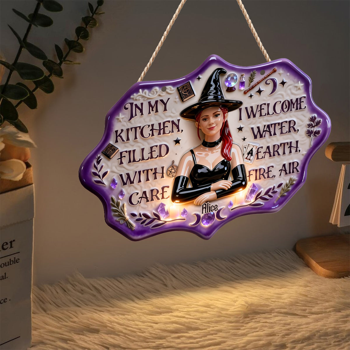 Dans ma cuisine - Panneau lumineux LED personnalisé de sorcière en acrylique