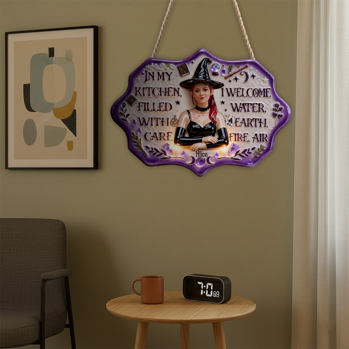 Dans ma cuisine - Panneau lumineux LED personnalisé de sorcière en acrylique