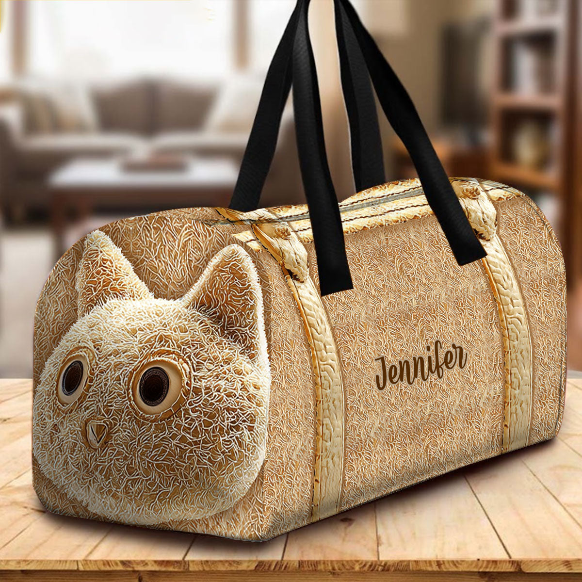 Niedliche Katze – personalisierte Reisetasche mit Katzenmotiv