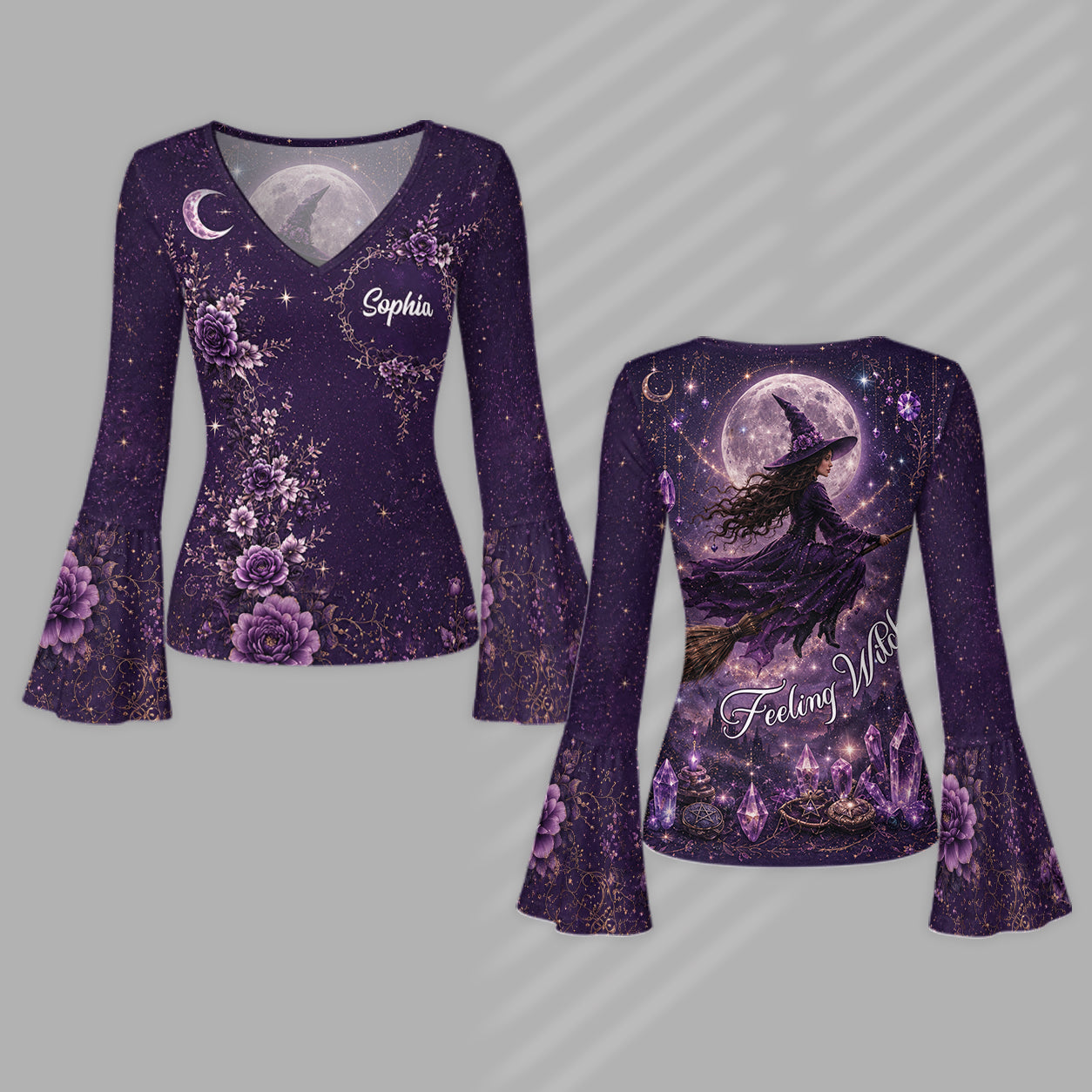 Feeling Witchy - Personalized Witch Flare Long-Sleeve Shirt