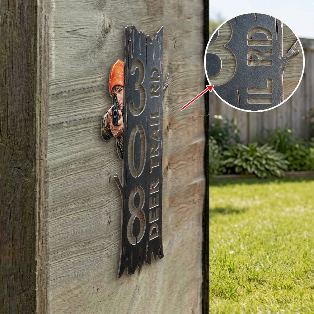 Hunting Lodge - Personalized Hunting 3D Printed Cut Metal Sign