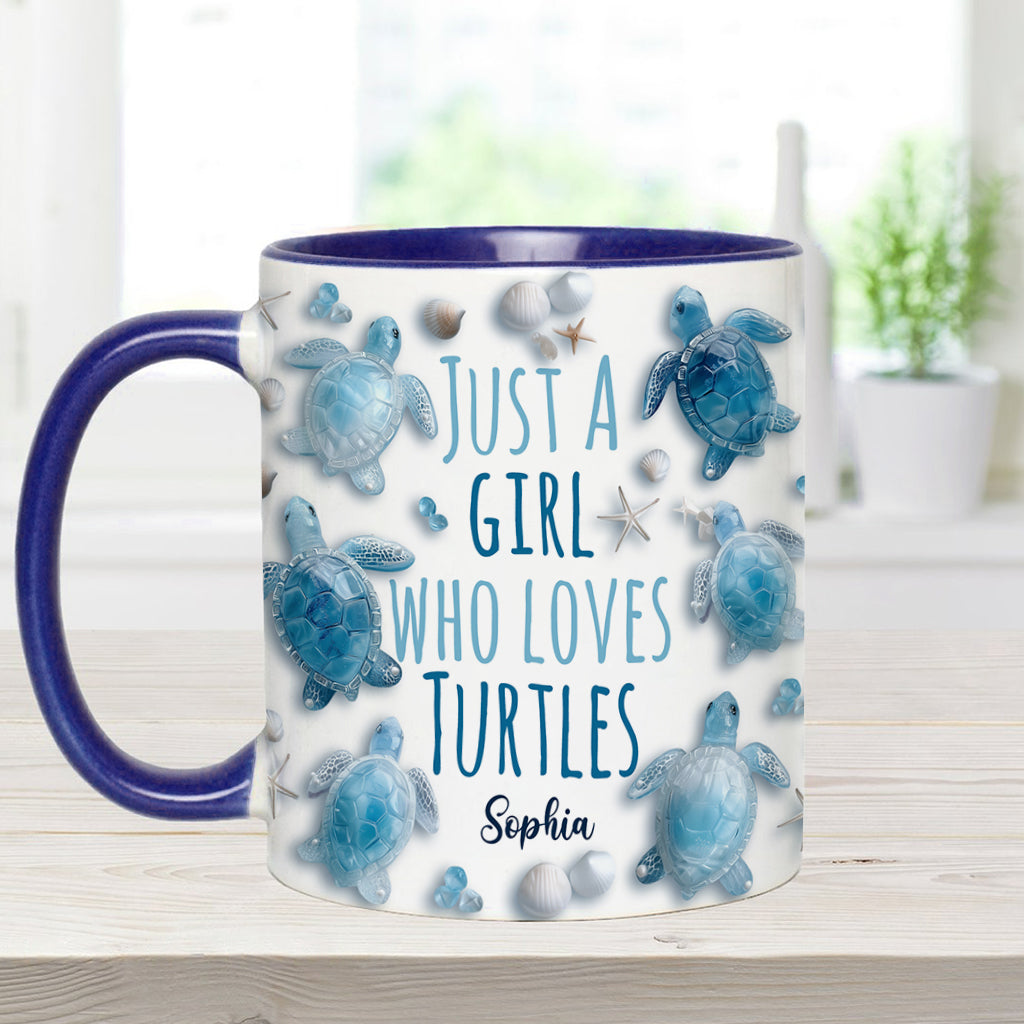Personalisierte Tasse mit Schildkrötenmotiv – Einfach ein Mädchen, das Schildkröten liebt