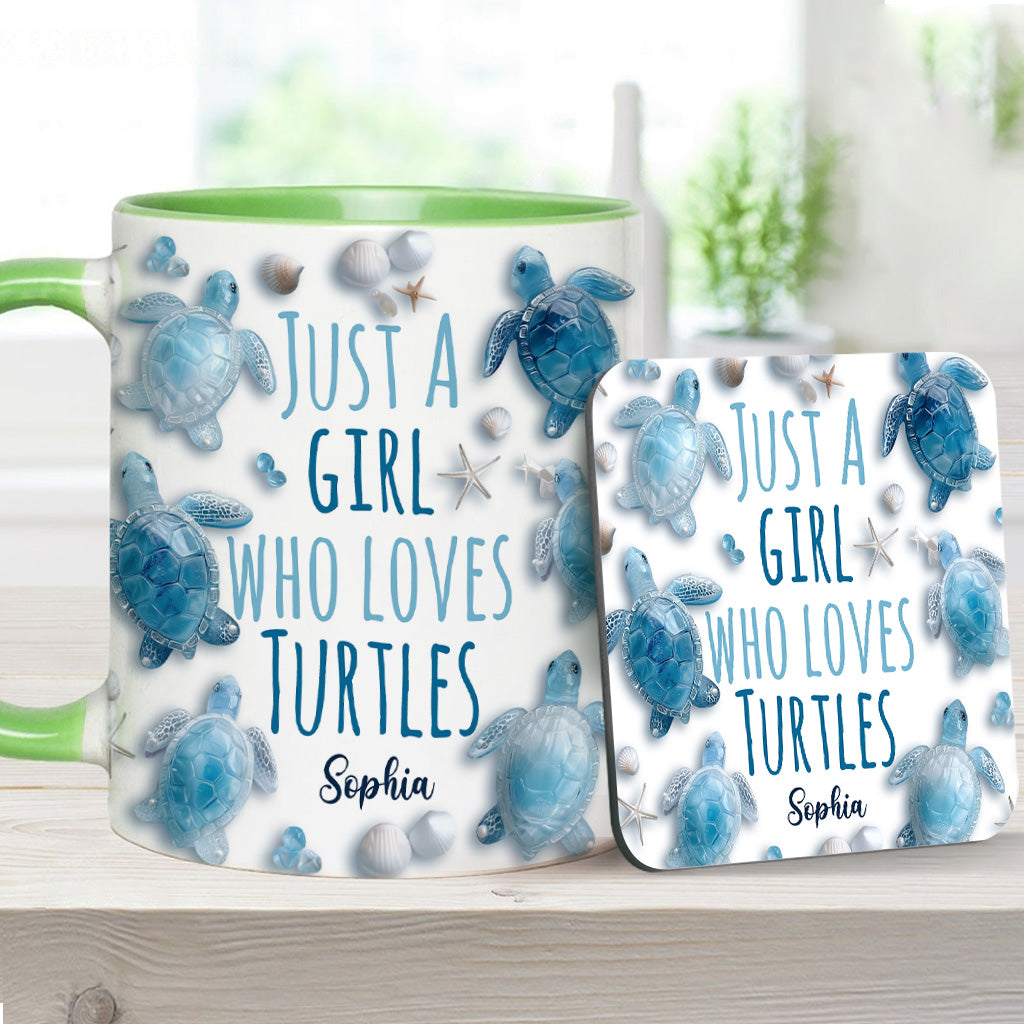 Personalisierte Tasse mit Schildkrötenmotiv – Einfach ein Mädchen, das Schildkröten liebt