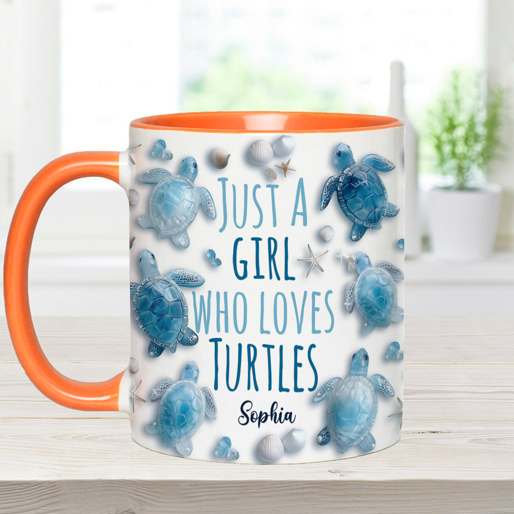 Personalisierte Tasse mit Schildkrötenmotiv – Einfach ein Mädchen, das Schildkröten liebt
