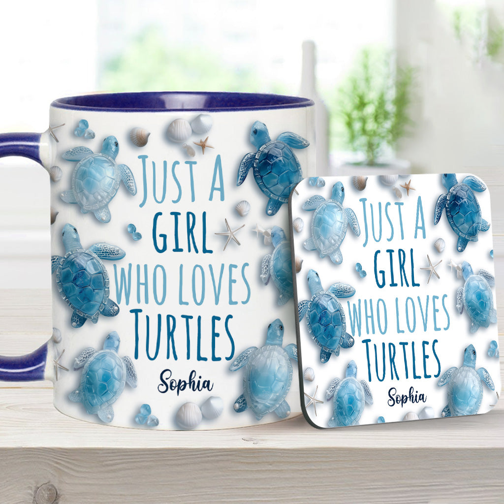 Personalisierte Tasse mit Schildkrötenmotiv – Einfach ein Mädchen, das Schildkröten liebt