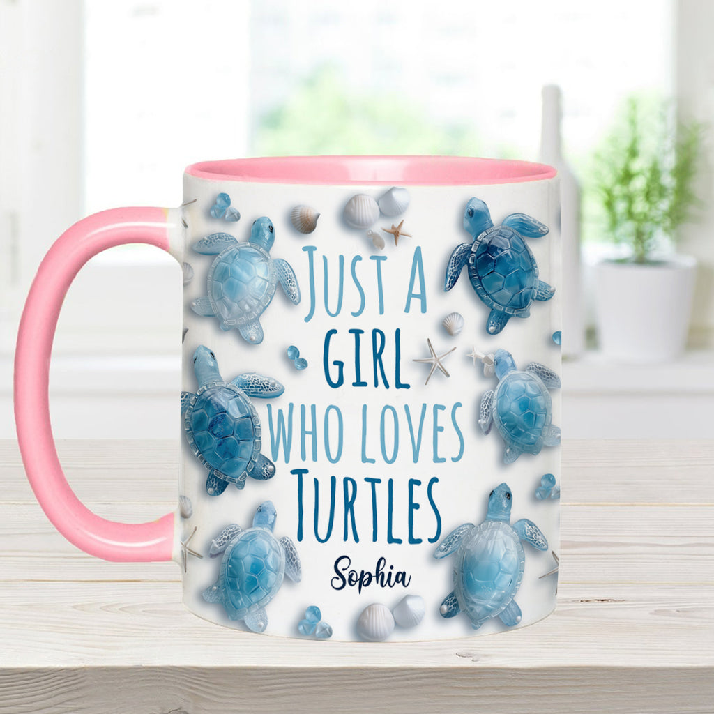 Personalisierte Tasse mit Schildkrötenmotiv – Einfach ein Mädchen, das Schildkröten liebt