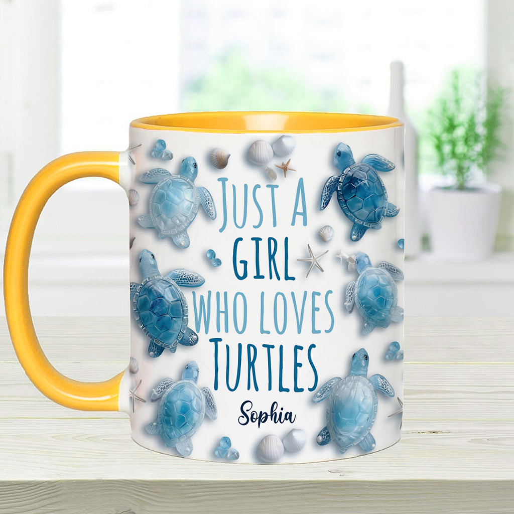 Personalisierte Tasse mit Schildkrötenmotiv – Einfach ein Mädchen, das Schildkröten liebt