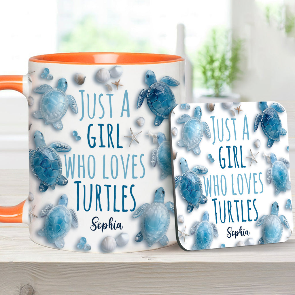 Personalisierte Tasse mit Schildkrötenmotiv – Einfach ein Mädchen, das Schildkröten liebt