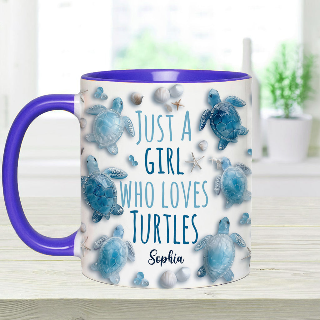 Personalisierte Tasse mit Schildkrötenmotiv – Einfach ein Mädchen, das Schildkröten liebt