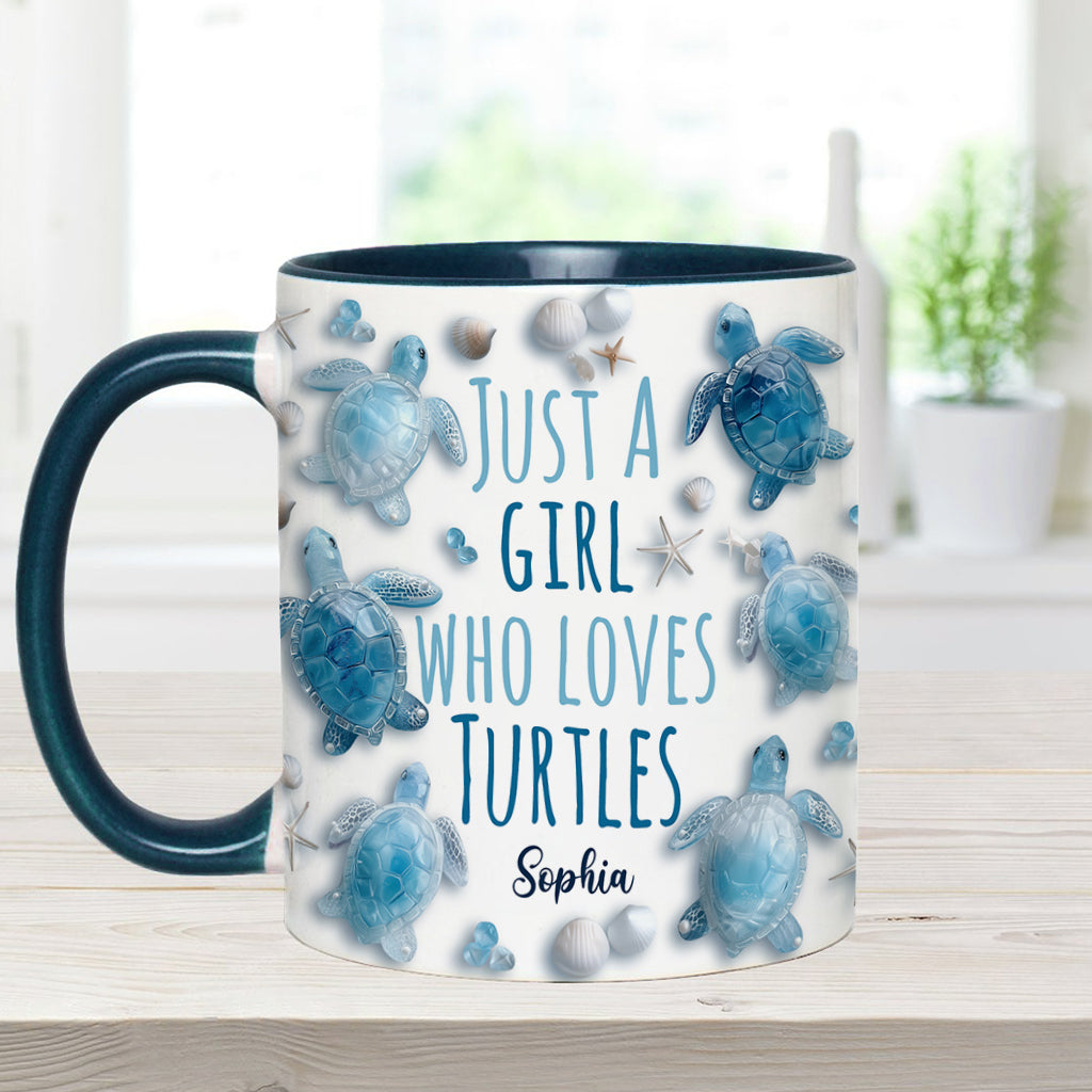 Personalisierte Tasse mit Schildkrötenmotiv – Einfach ein Mädchen, das Schildkröten liebt