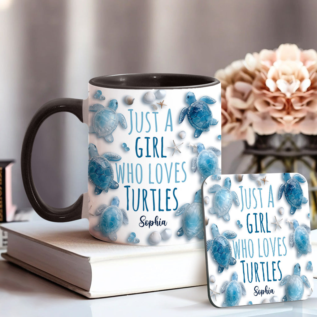 Personalisierte Tasse mit Schildkrötenmotiv – Einfach ein Mädchen, das Schildkröten liebt