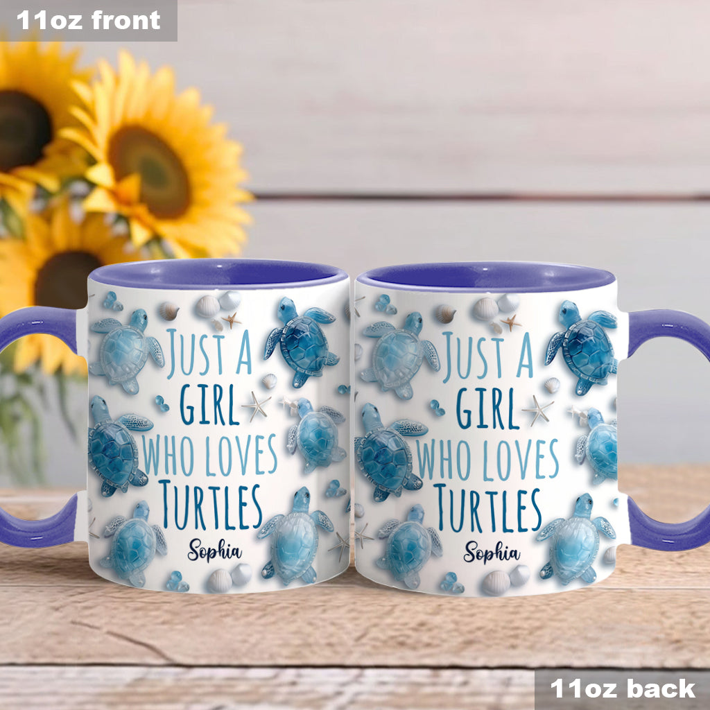 Personalisierte Tasse mit Schildkrötenmotiv – Einfach ein Mädchen, das Schildkröten liebt