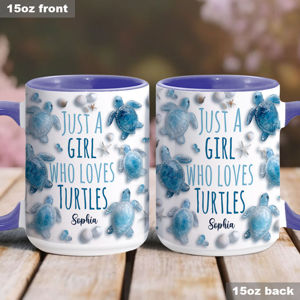 Personalisierte Tasse mit Schildkrötenmotiv – Einfach ein Mädchen, das Schildkröten liebt