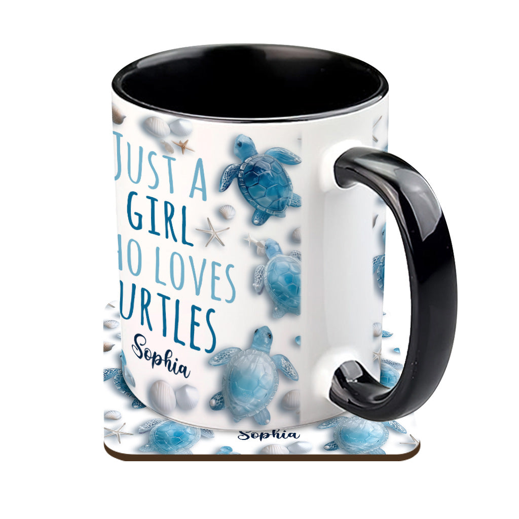Personalisierte Tasse mit Schildkrötenmotiv – Einfach ein Mädchen, das Schildkröten liebt