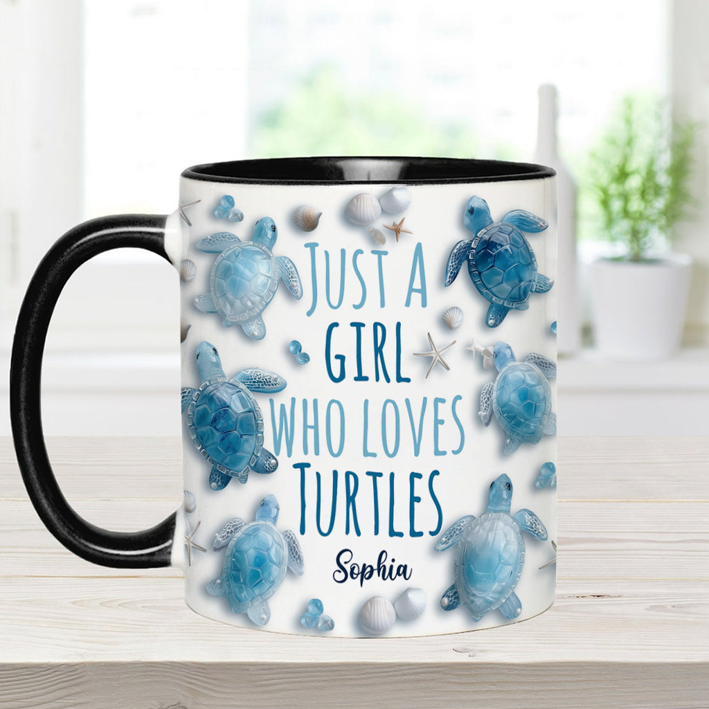 Personalisierte Tasse mit Schildkrötenmotiv – Einfach ein Mädchen, das Schildkröten liebt
