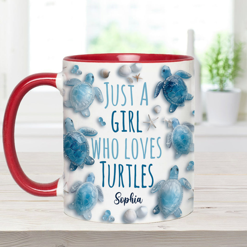 Personalisierte Tasse mit Schildkrötenmotiv – Einfach ein Mädchen, das Schildkröten liebt