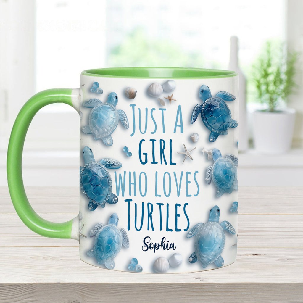 Personalisierte Tasse mit Schildkrötenmotiv – Einfach ein Mädchen, das Schildkröten liebt