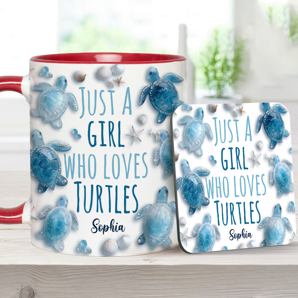 Personalisierte Tasse mit Schildkrötenmotiv – Einfach ein Mädchen, das Schildkröten liebt