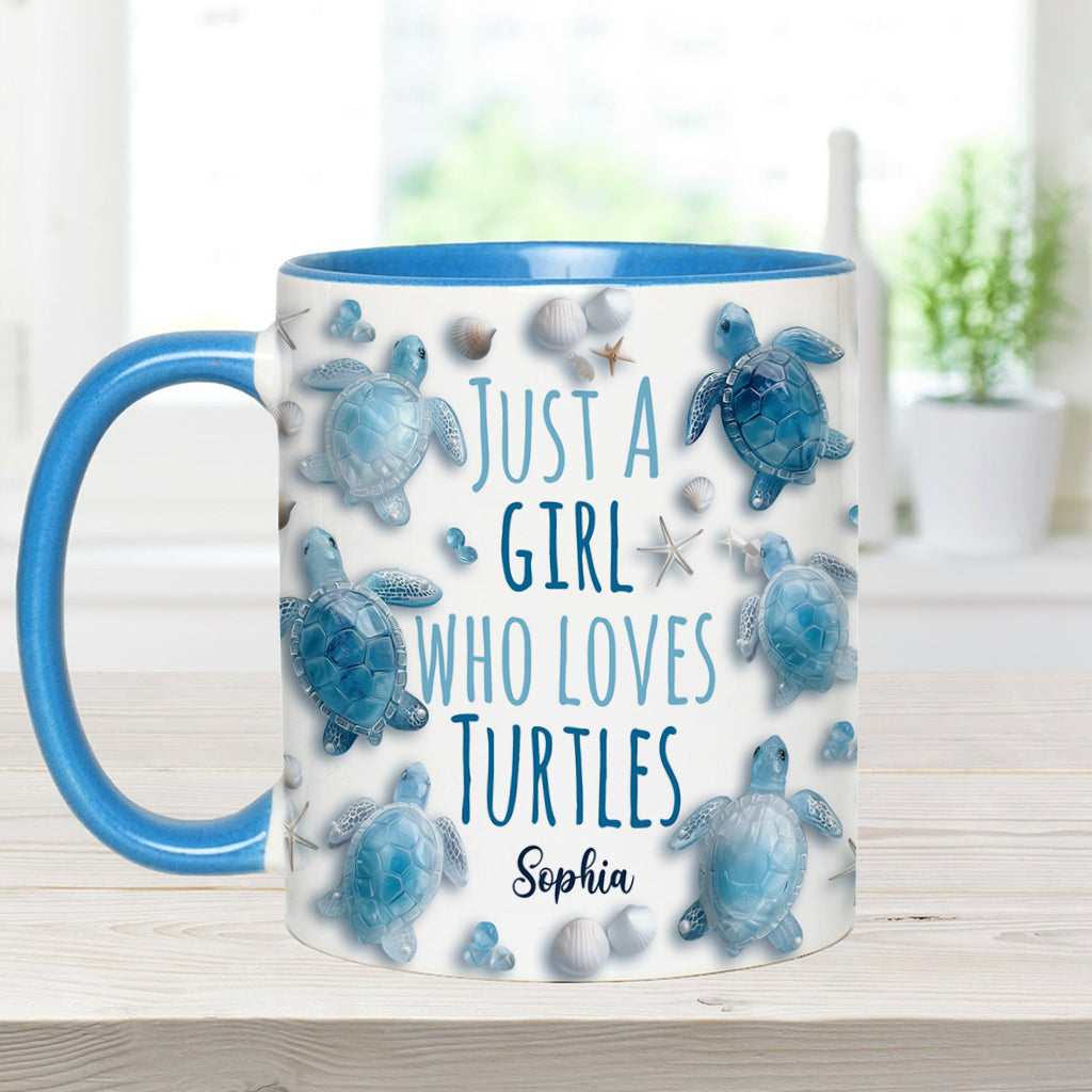 Personalisierte Tasse mit Schildkrötenmotiv – Einfach ein Mädchen, das Schildkröten liebt