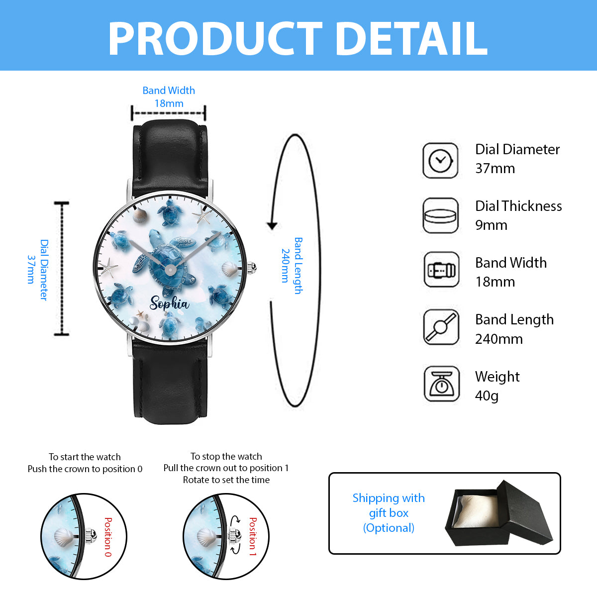 Just A Girl Who Loves Turtles - Personalized Turtle Hand Watch
