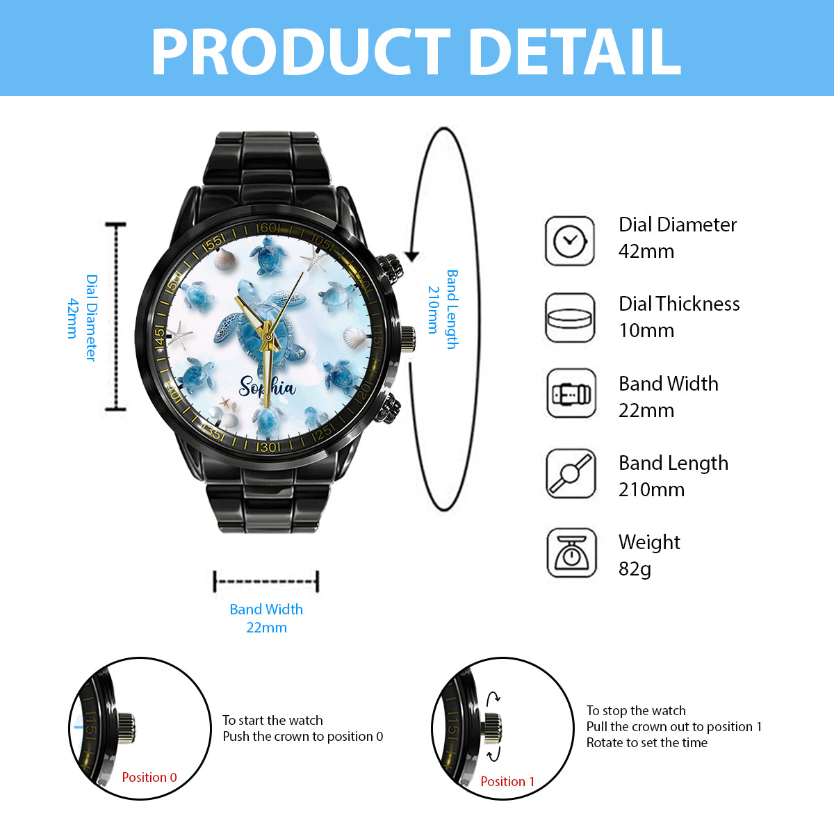 Just A Girl Who Loves Turtles - Personalized Turtle Hand Watch
