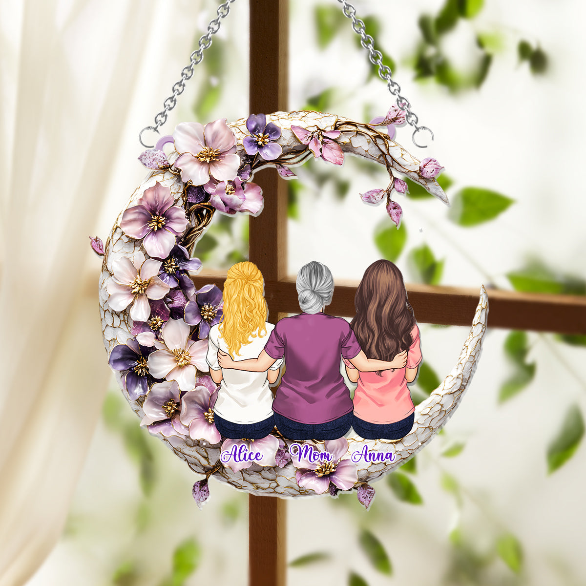 Best Mom Ever - Personalized Mother Window Hanging Suncatcher Ornament