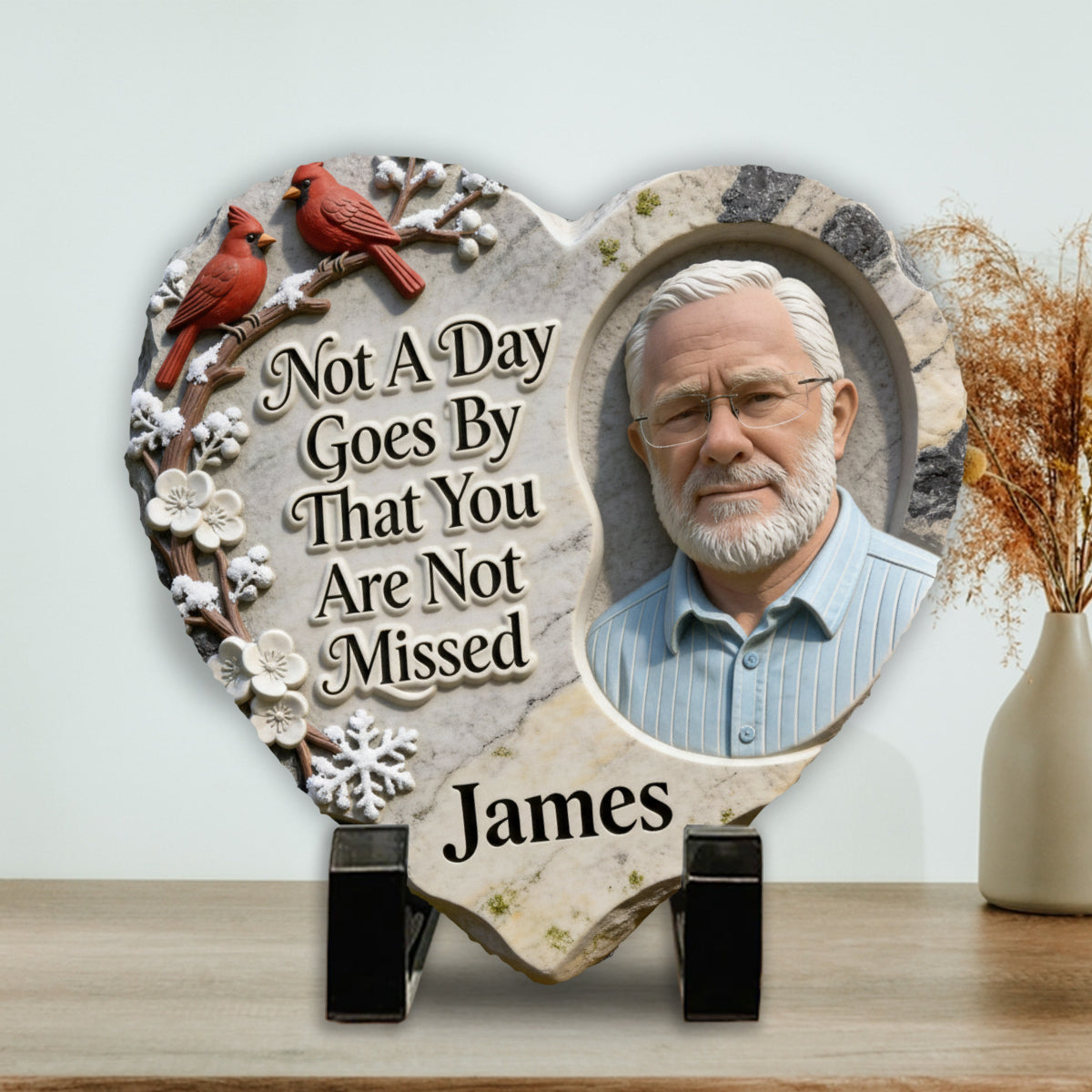 Not A Day Goes By That You Are Not Missed - Personalized Memorial Heart Shaped Stone