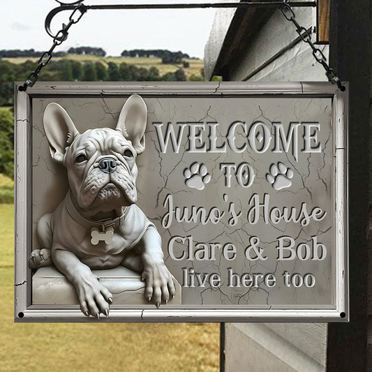 Welcome To Dog's House - Personalized Dog Rectangle Metal Sign
