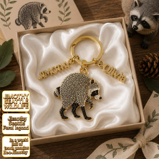 Vintage Jimothy Raccoon - Personalized Raccoon Keychain With Charms