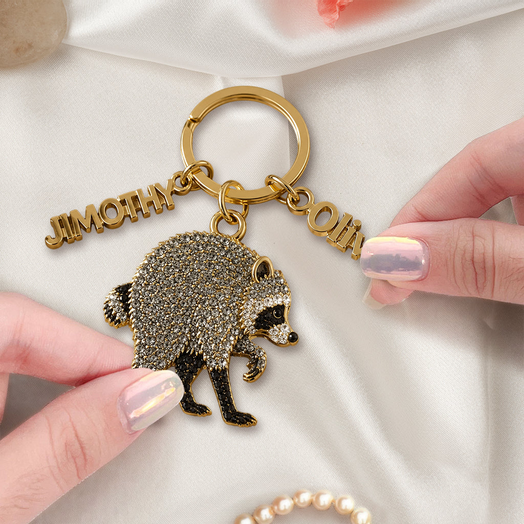 Vintage Jimothy Raccoon - Personalized Raccoon Keychain With Charms